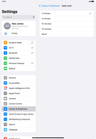 Press the required setting. Press the required setting.