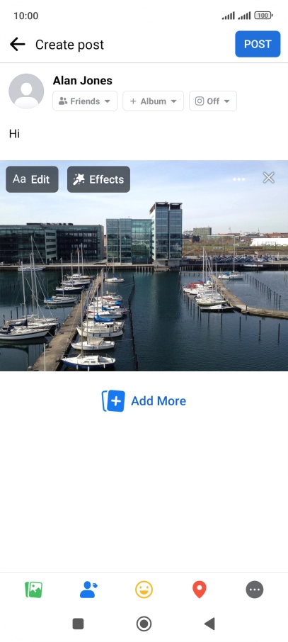 Write the required text and press POST.