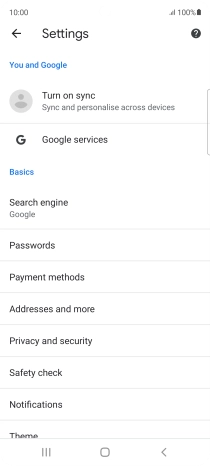 Press Privacy and security.