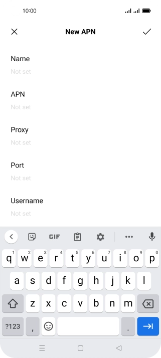 Key in Vodafone Internet and press the confirm icon.