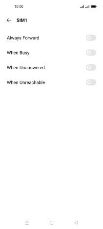 Press the indicator next to the required divert type. Press the indicator next to the required divert type.