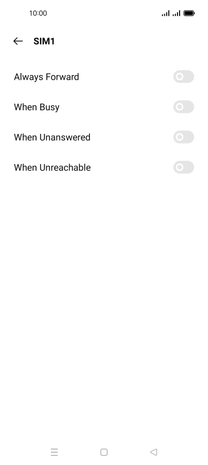 Press the indicator next to the required divert type. Press the indicator next to the required divert type.
