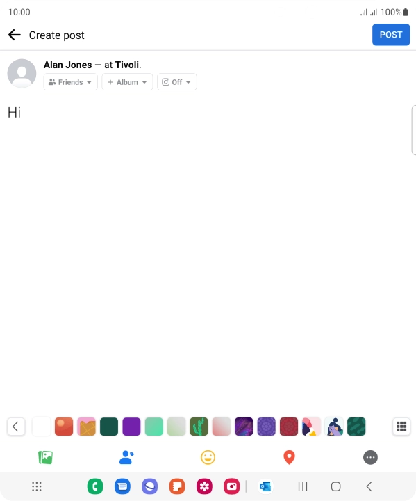 Write the required text and press POST.