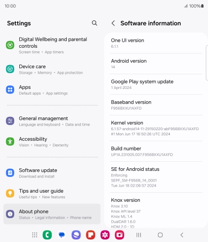 Your phone's software version is displayed below Android version.
