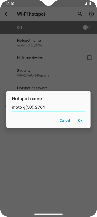 Key in the required Wi-Fi hotspot name and press OK.