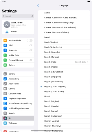Press the required language.