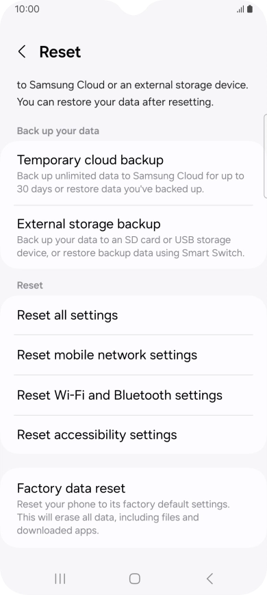 Press Factory data reset.