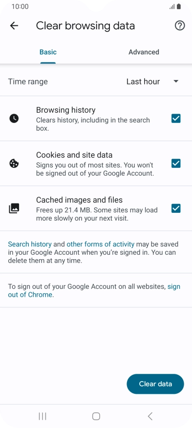 Press the fields next to the required data types.
