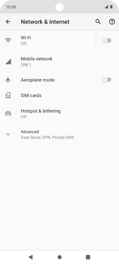 Press Mobile network. Press Mobile network.