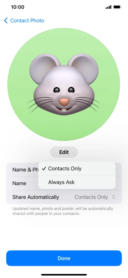 Press the required setting. Press the required setting.