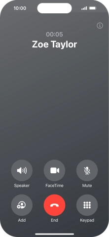Press the end call icon to end the call and return to the home screen.