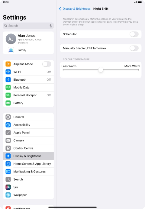 Press the indicator next to 