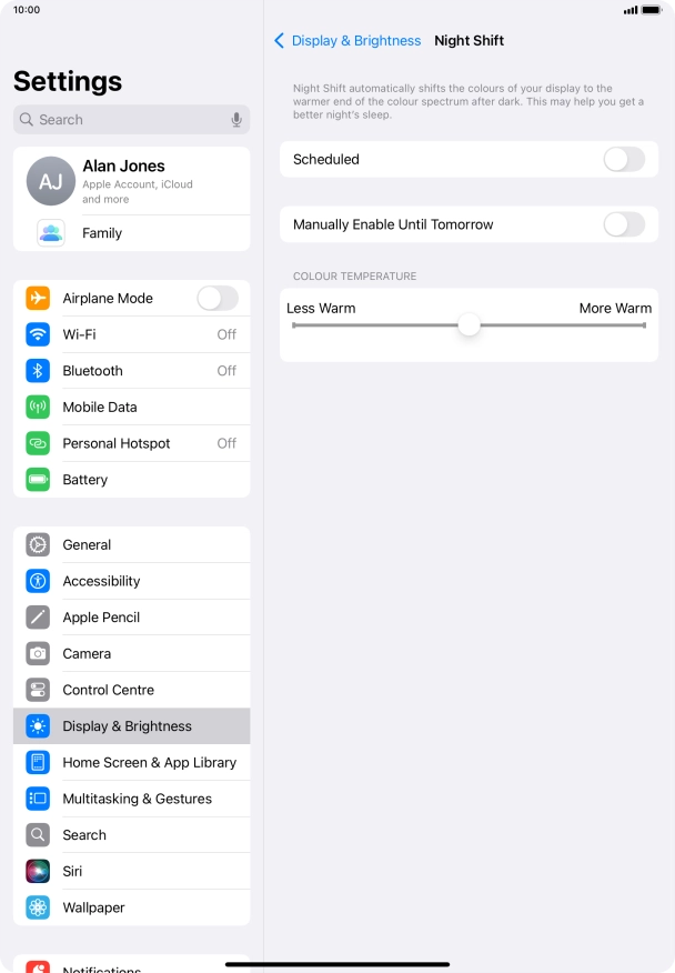 Press the indicator next to 
