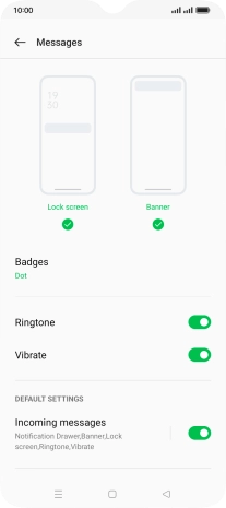 Press Incoming messages.