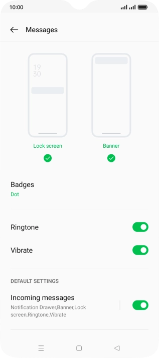 Press Incoming messages.