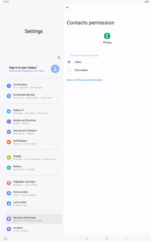 Press the required setting.