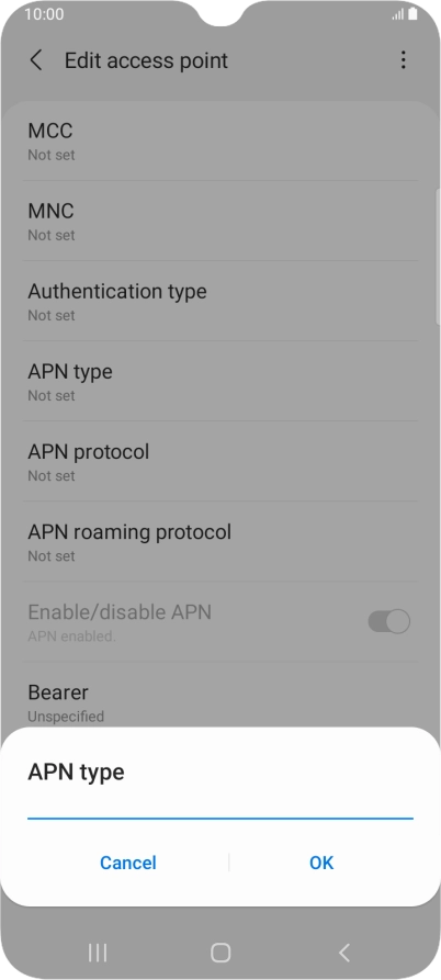 Key in default and press OK.