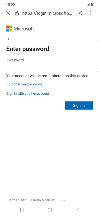 Press Password and key in the password for your email account.