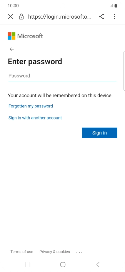 Press Password and key in the password for your email account.