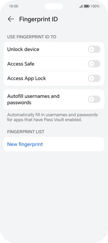 Press New fingerprint. Press New fingerprint.
