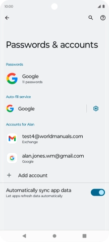 Press the required account.