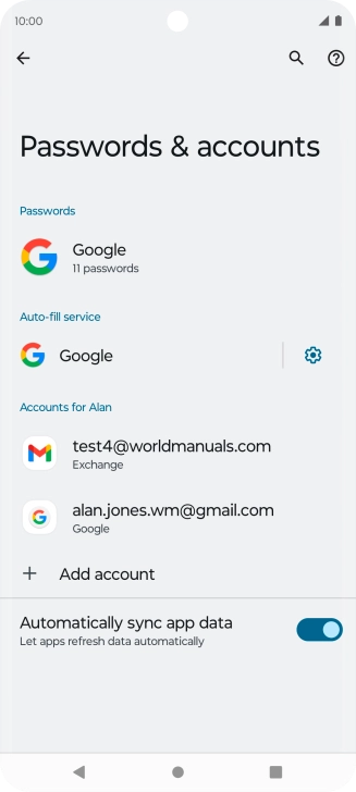 Press the required account.