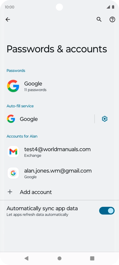 Press the required account.