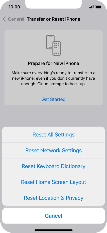Press Reset All Settings.