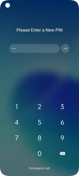 Key in a new four-digit PIN and press arrow right.
