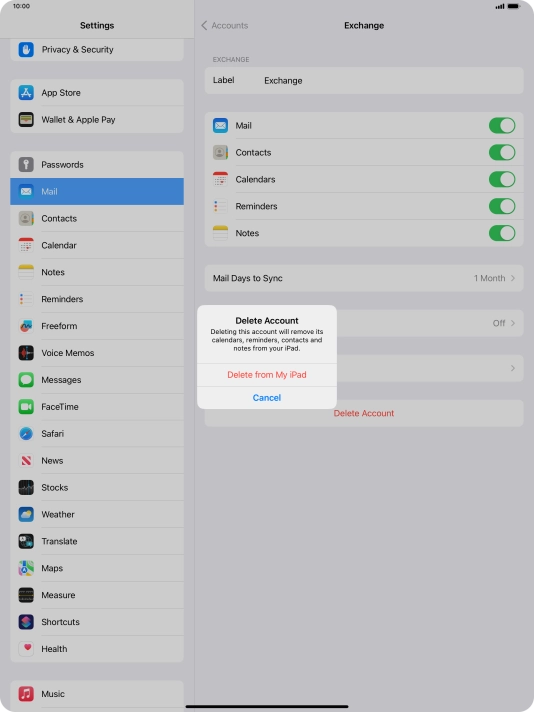 Press Delete from My iPad.