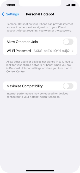 Press Wi-Fi Password and key in the required password.