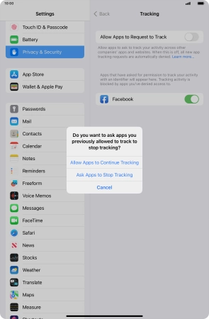 If you turn off the function, press the required setting.
