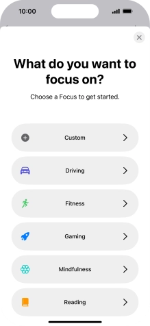 Press the required focus mode and follow the instructions on the screen to add the selected focus mode.