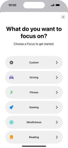 Press the required focus mode and follow the instructions on the screen to add the selected focus mode.