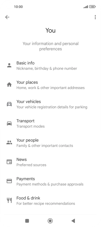 Press Basic info and follow the instructions on the screen to select phone owner settings.