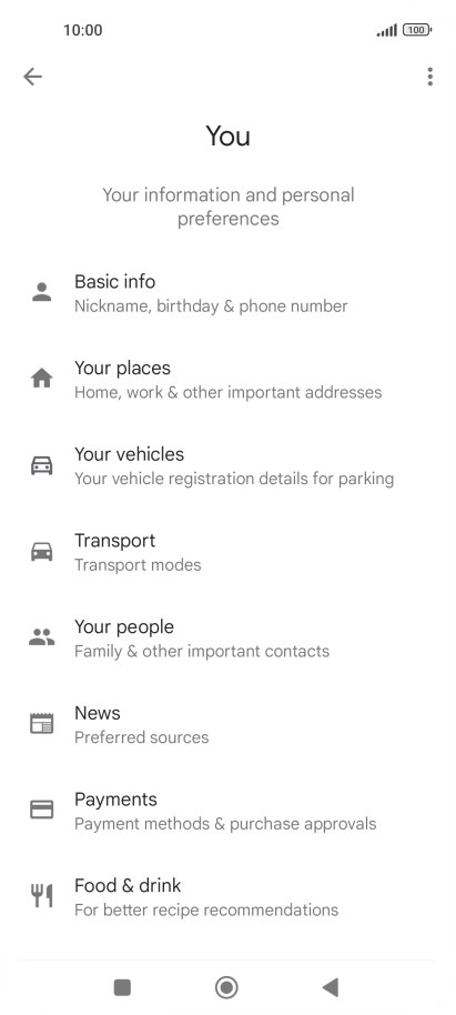 Press Basic info and follow the instructions on the screen to select phone owner settings.