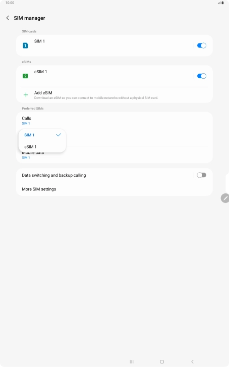 Press the required SIM.