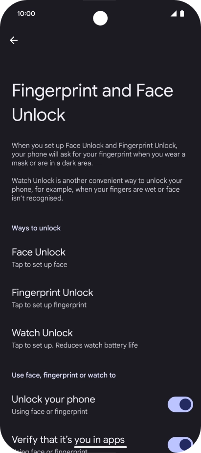 Press Fingerprint Unlock. Press Fingerprint Unlock.