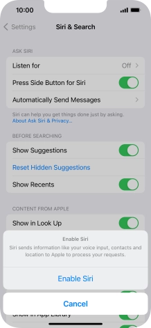 Press Enable Siri.