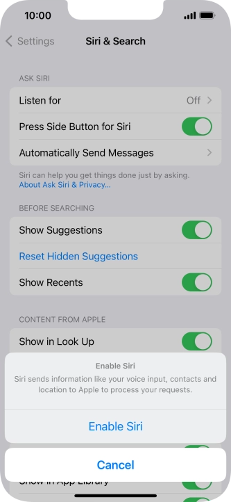 Press Enable Siri.
