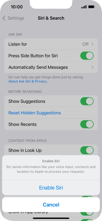 Press Enable Siri.