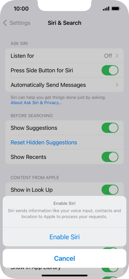 Press Enable Siri.