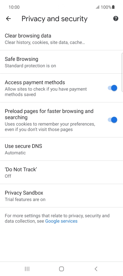 Press Clear browsing data.