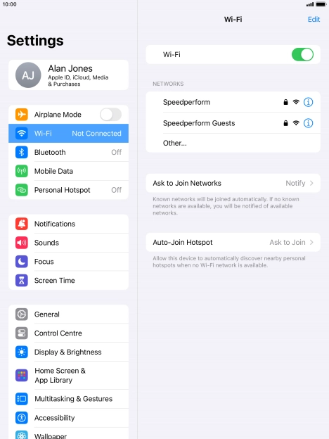 Press the required Wi-Fi network and key in the password for the Wi-Fi network.