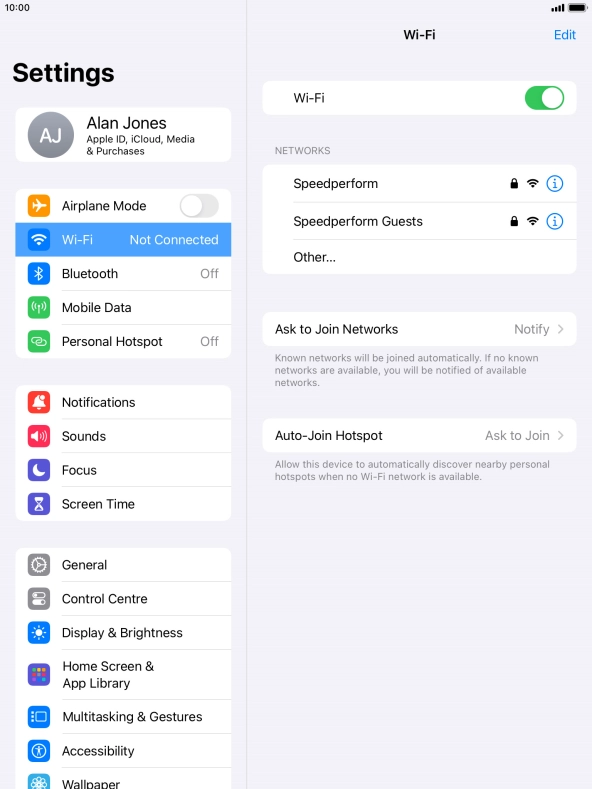 Press the required Wi-Fi network and key in the password for the Wi-Fi network.