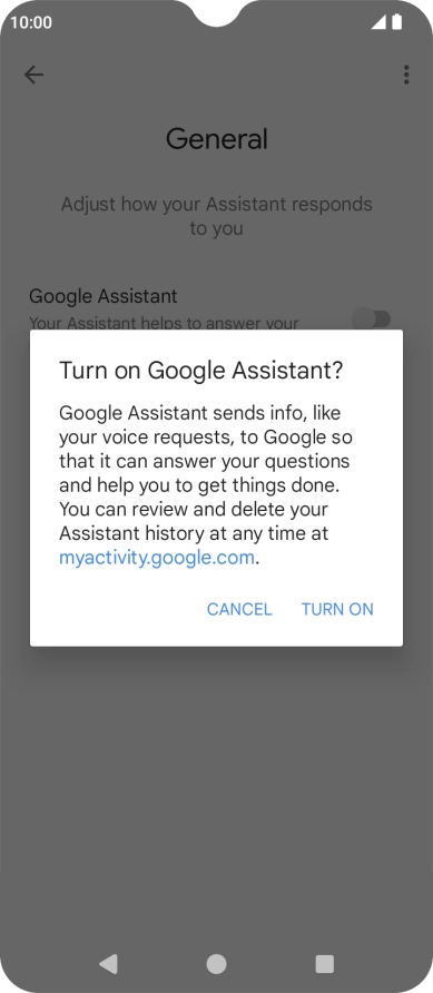 If you turn on the function, press TURN ON.