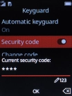 Key in the phone lock code and press the Navigation key.