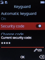 Key in the phone lock code and press the Navigation key.
