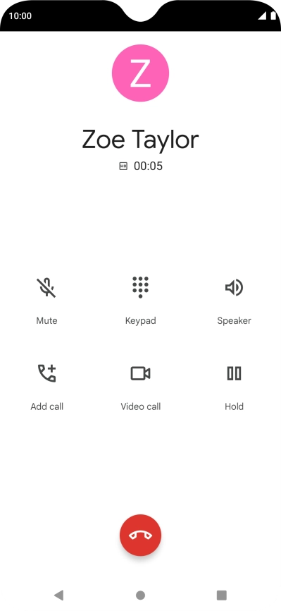 Press the end call icon.