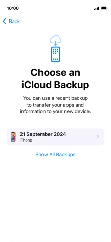 Press the required backup and your phone restores the content of the selected backup. Subsequently, follow the instructions on the screen to set up your phone and prepare it for use.
